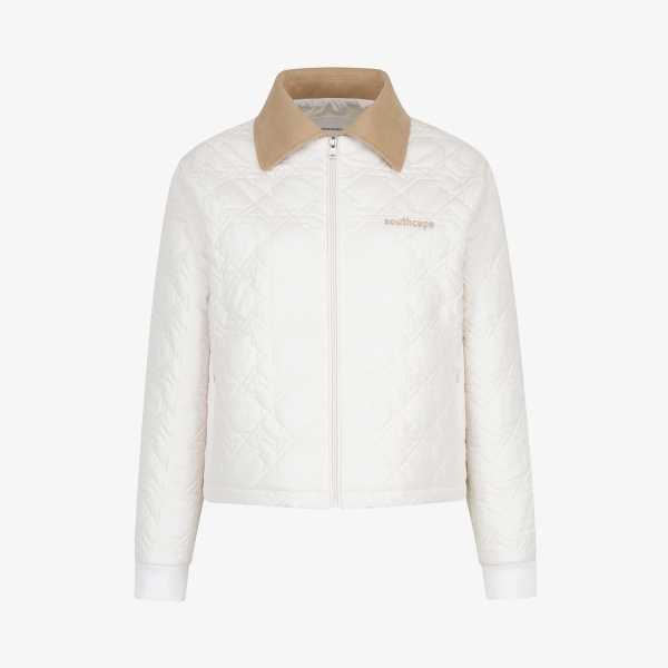 Quilted Suede-Collar Zip-Up Padding Jumper_IV