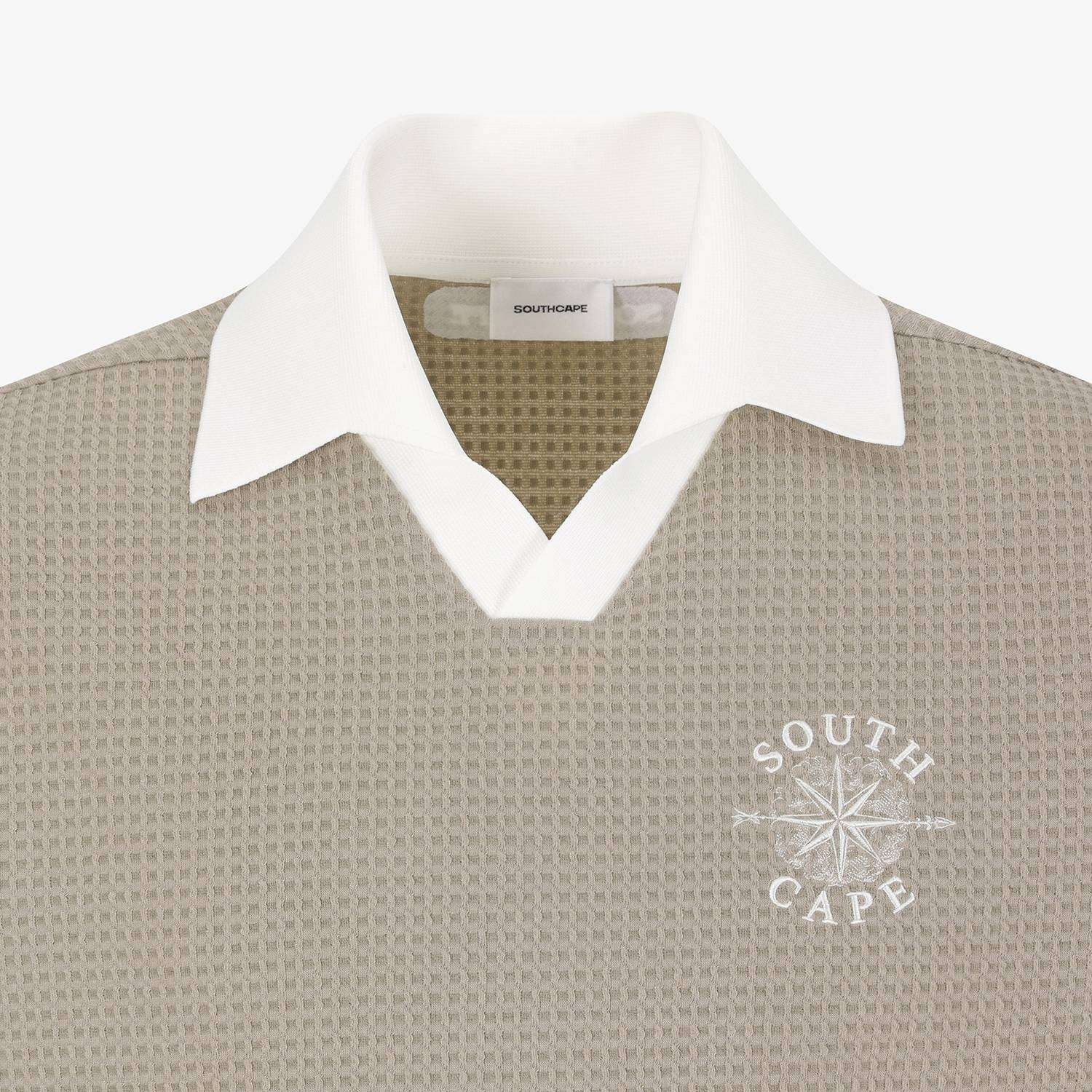 Southcross Open-Collar Waffle Knit T-Shirt_KE