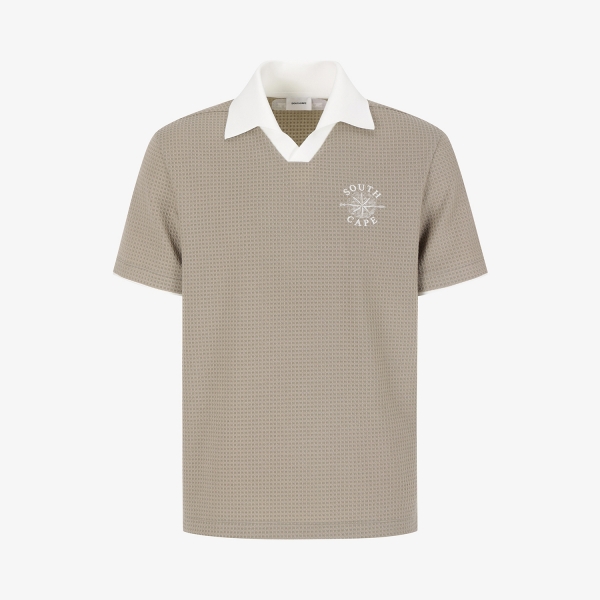Southcross Open-Collar Waffle Knit T-Shirt_KE