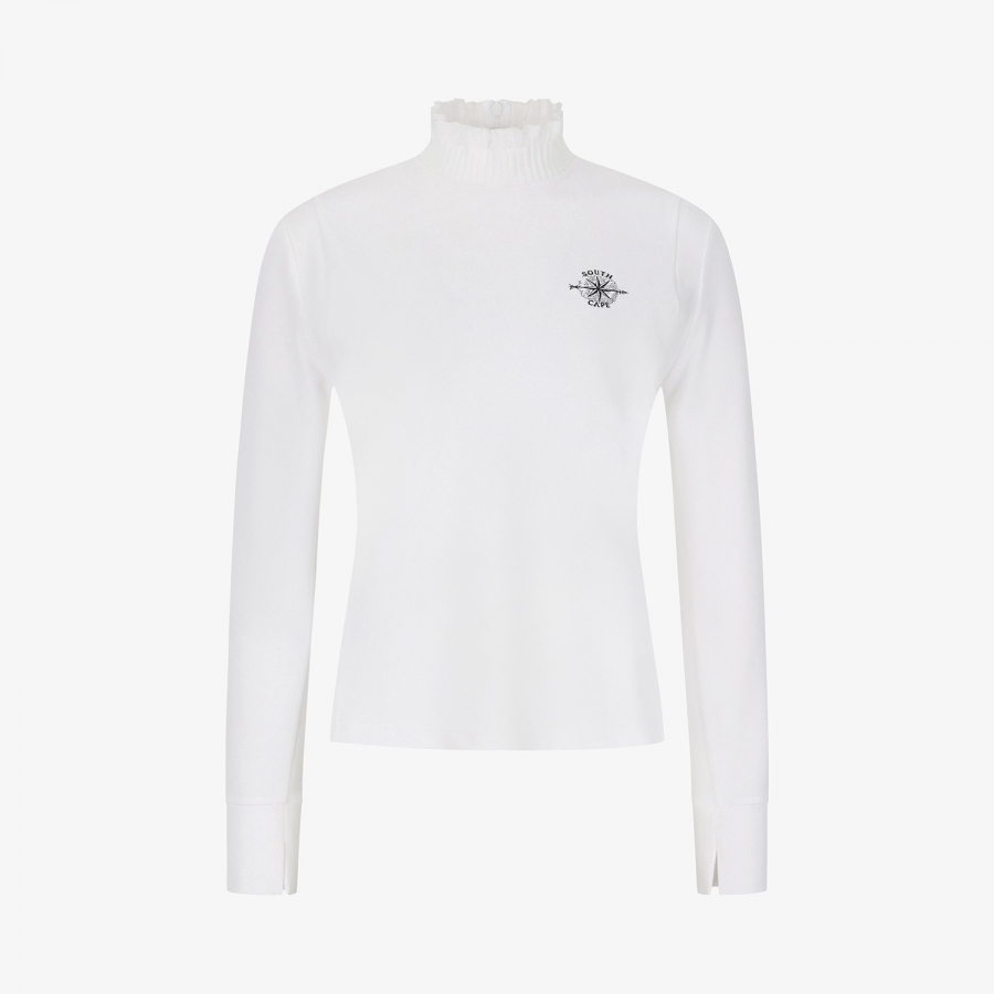 Southcross Frill Mock-Neck Back Slit T-Shirt_WT