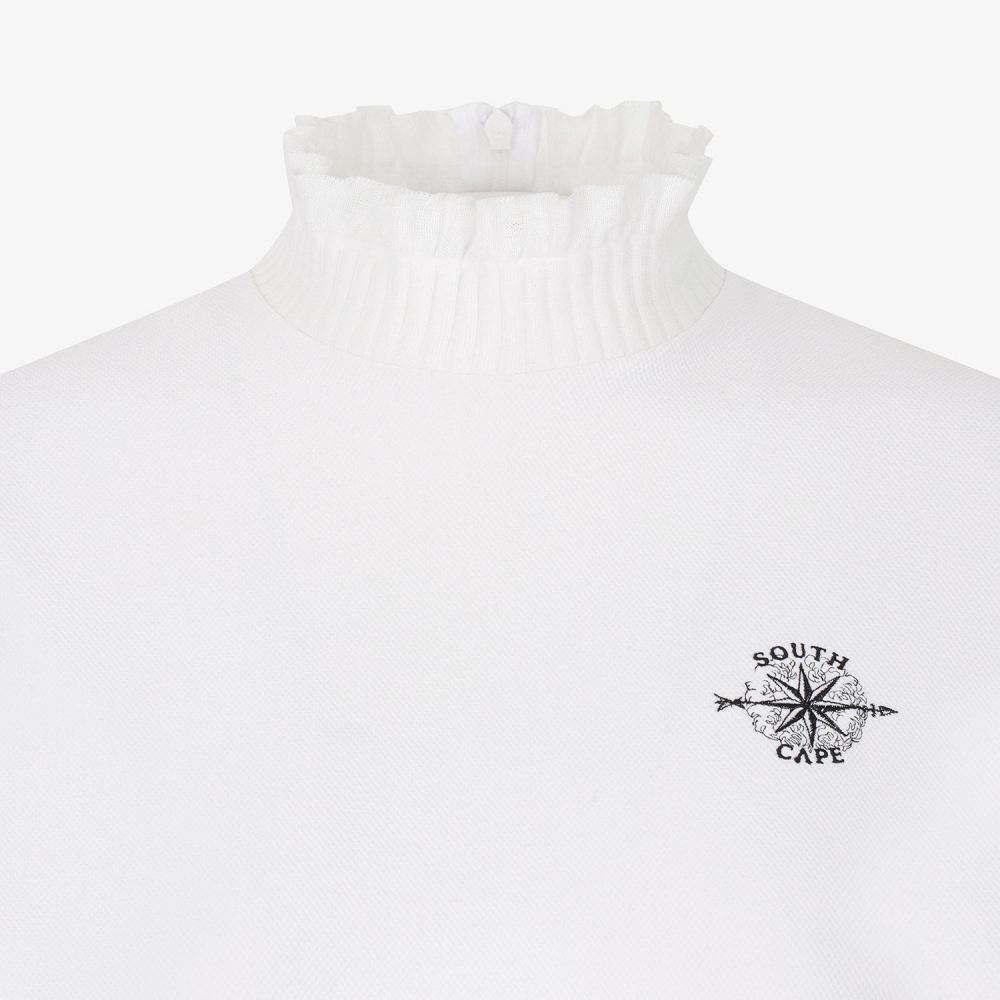 Southcross Frill Mock-Neck Back Slit T-Shirt_WT