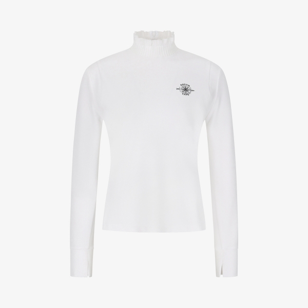 Southcross Frill Mock-Neck Back Slit T-Shirt_WT