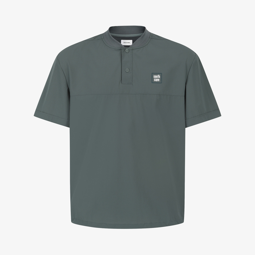 Baseball Collar Short-Sleeve Shirt_DN