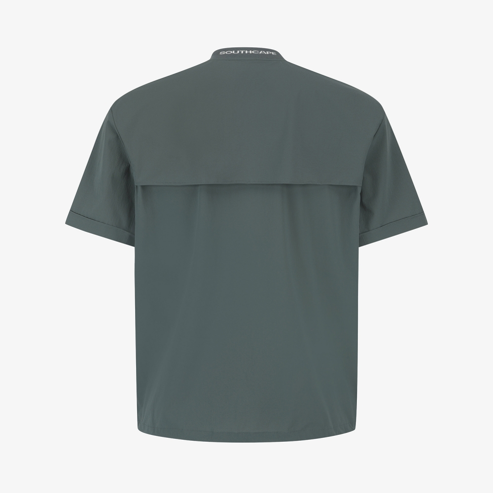 Baseball Collar Short-Sleeve Shirt_DN