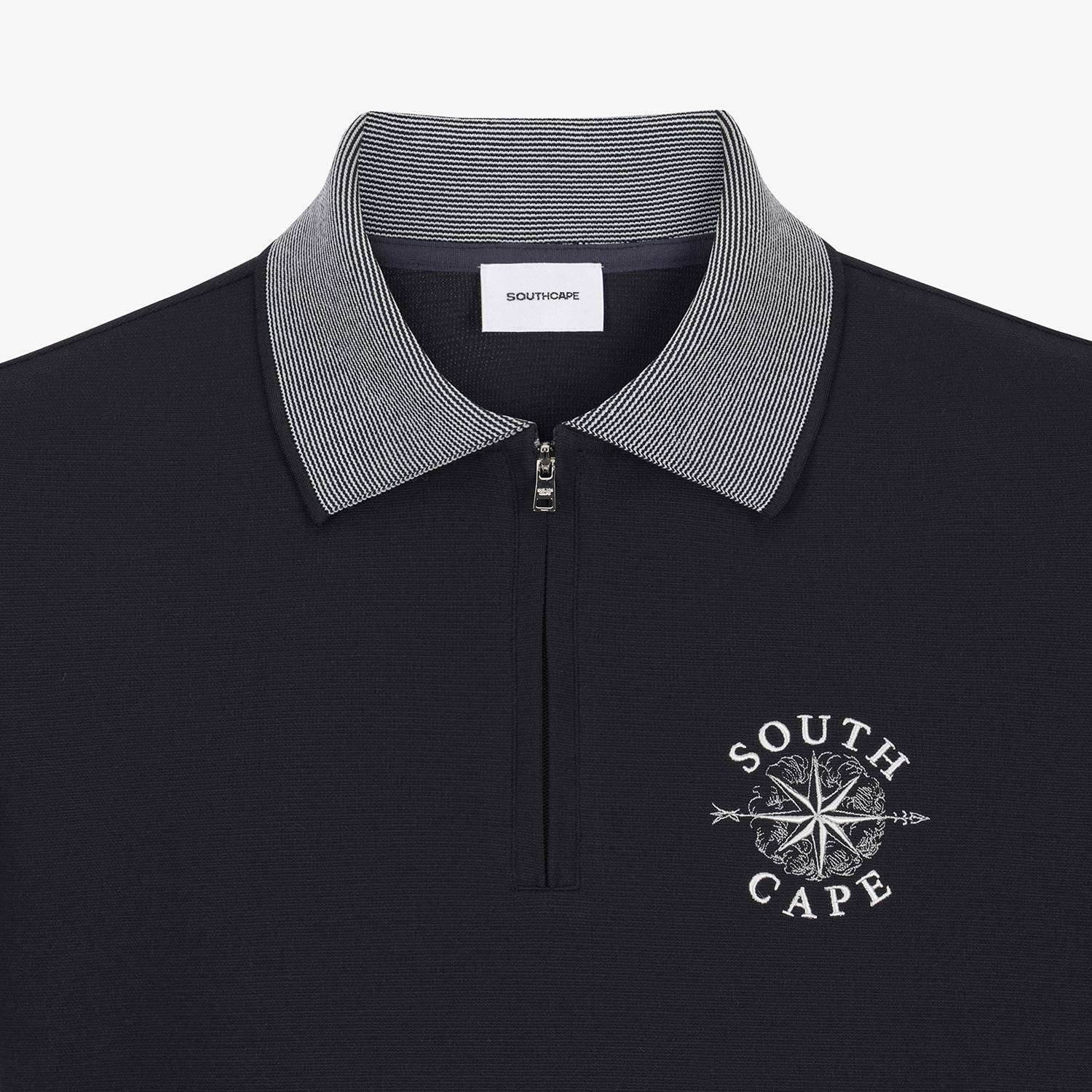 Southcross Sleeve Stripe Half-Zip Shirt_BK