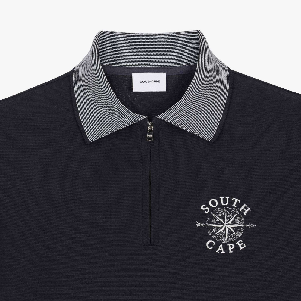 Southcross Sleeve Stripe Half-Zip Shirt_BK
