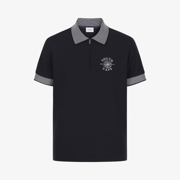 Southcross Sleeve Stripe Half-Zip Shirt_BK