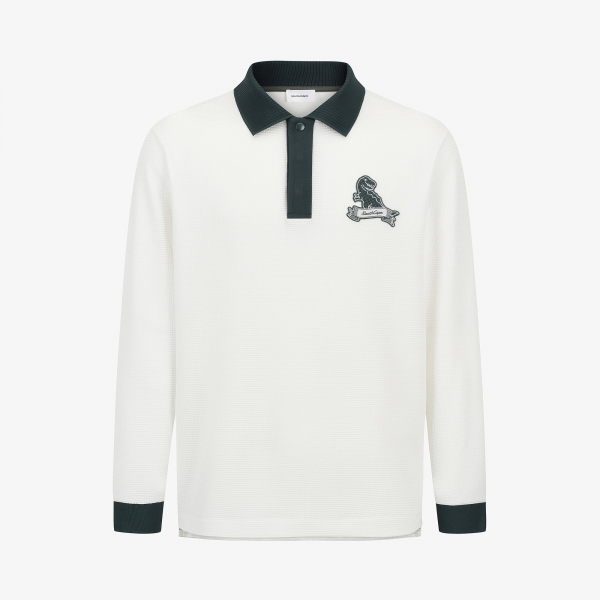 Buddy Embossed-Touch Collar T-Shirt_WT
