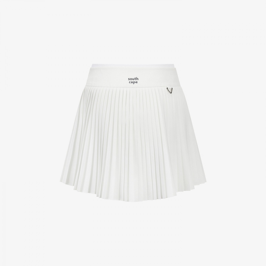 Logo Flared Pleated Skirt_WT