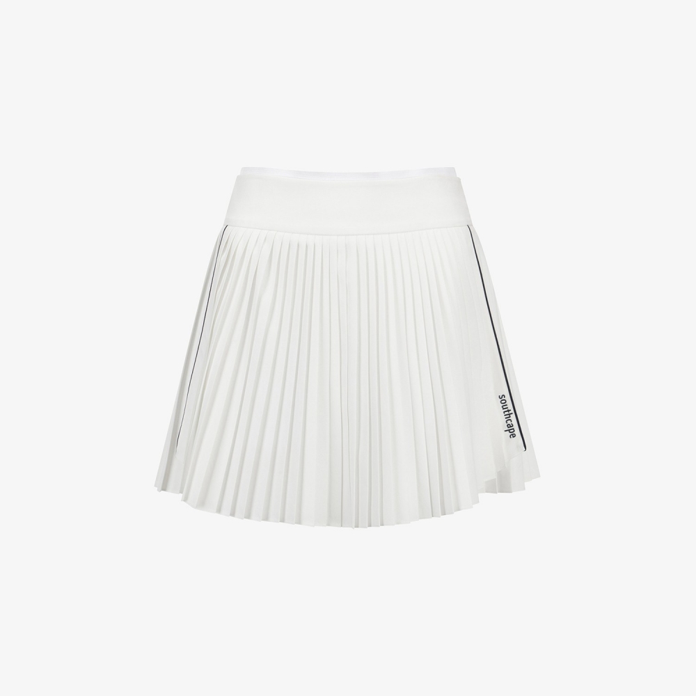 Logo Flared Pleated Skirt_WT