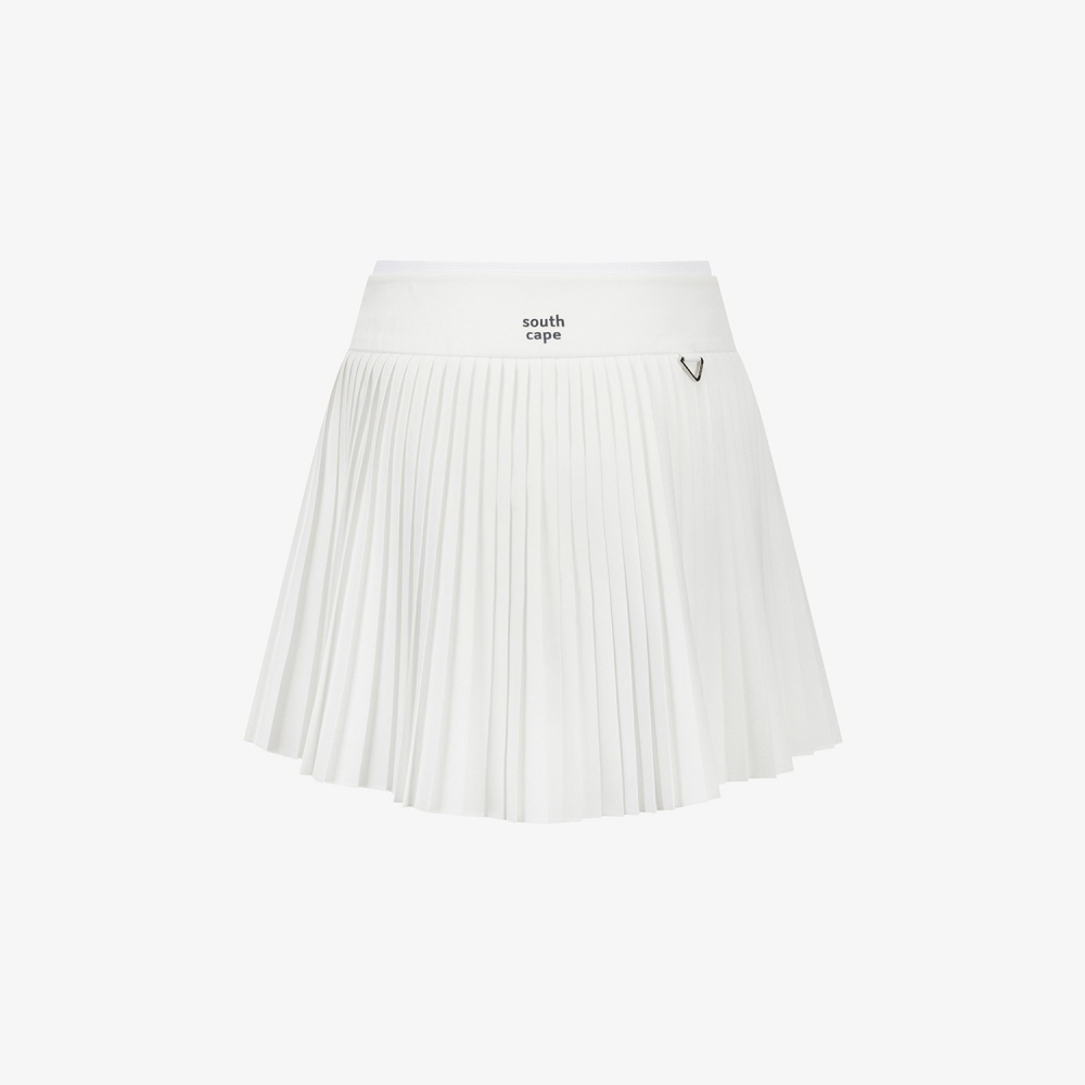 Logo Flared Pleated Skirt_WT