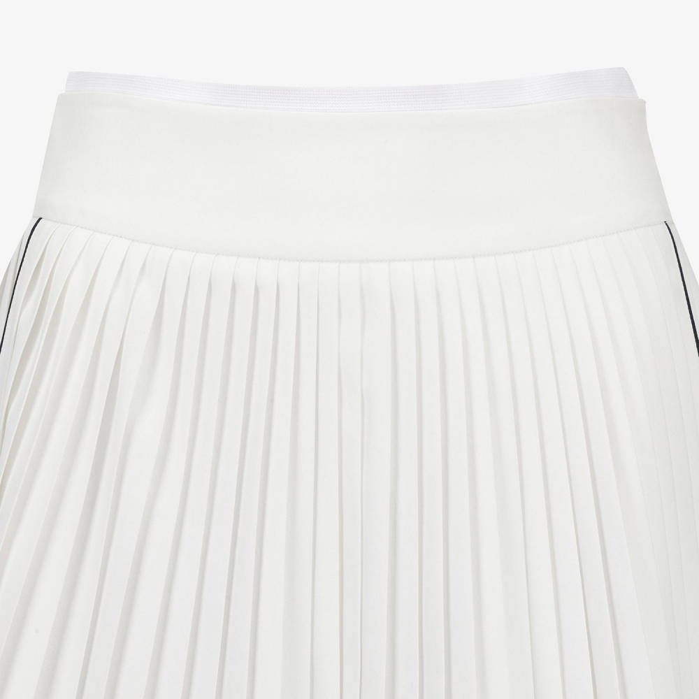 Logo Flared Pleated Skirt_WT