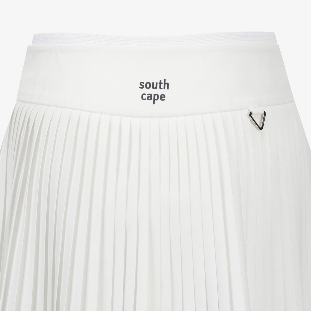 Logo Flared Pleated Skirt_WT