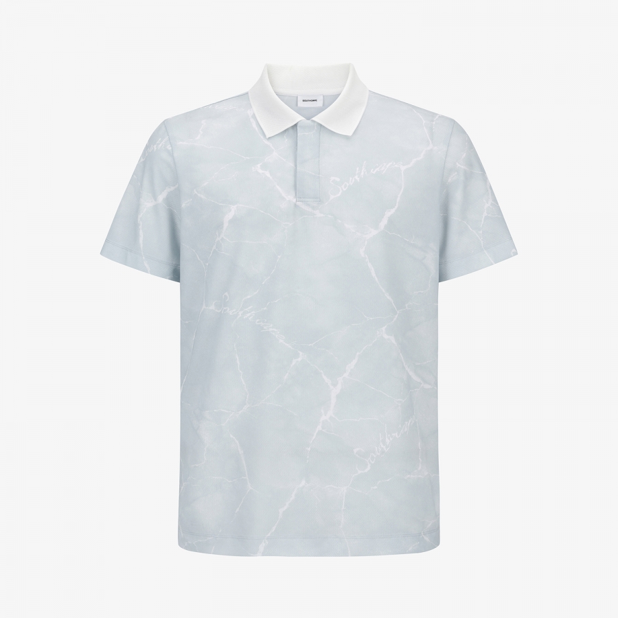 All-Over Marble Print Mesh T-Shirt_GY