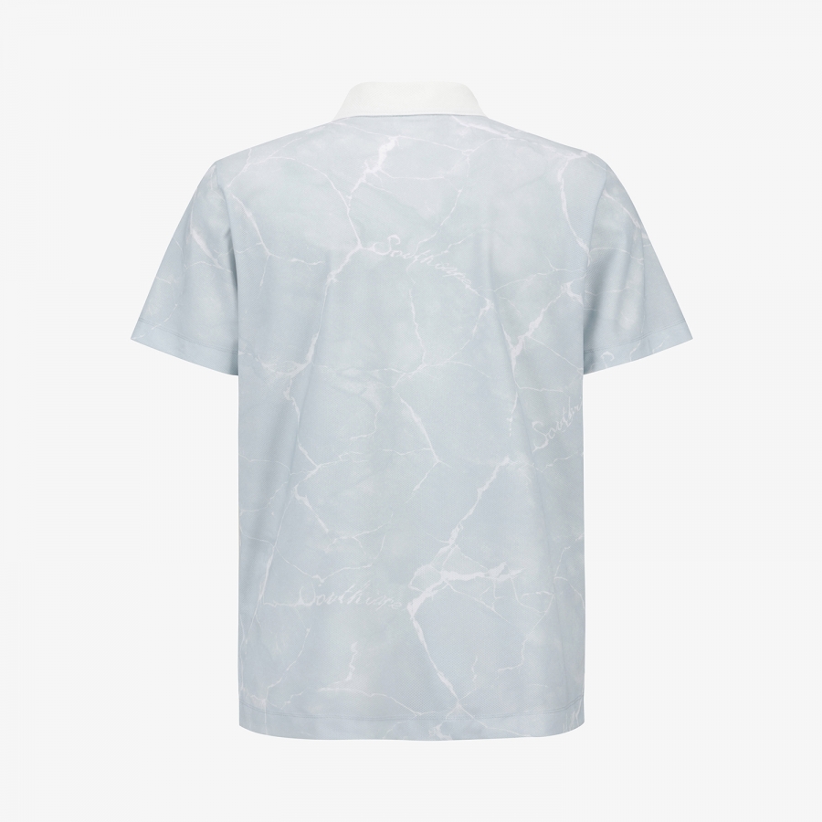 All-Over Marble Print Mesh T-Shirt_GY