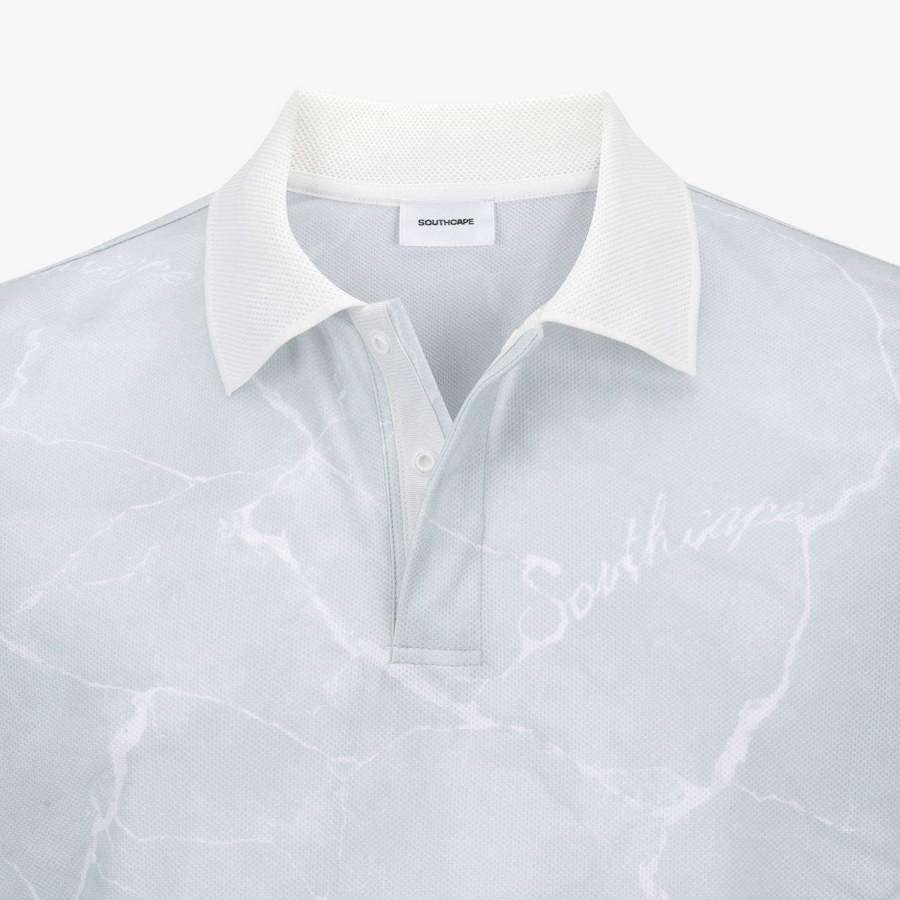 All-Over Marble Print Mesh T-Shirt_GY