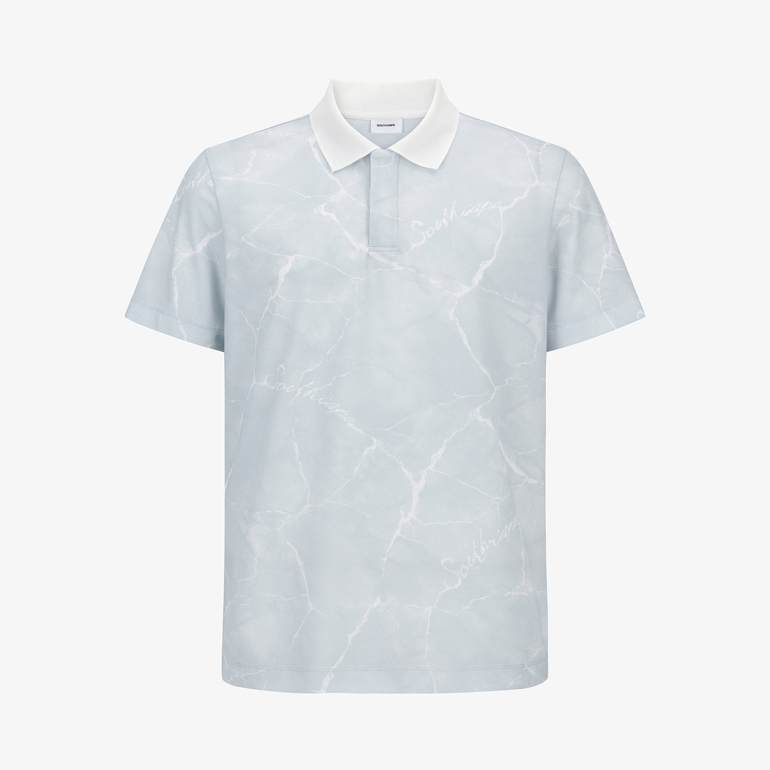 All-Over Marble Print Mesh T-Shirt_GY