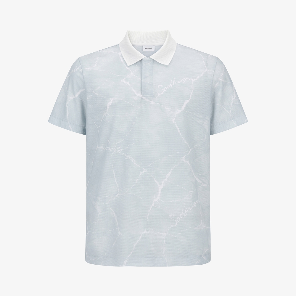 All-Over Marble Print Mesh T-Shirt_GY