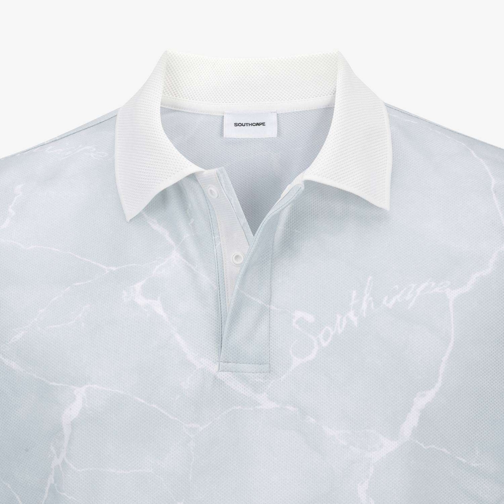 All-Over Marble Print Mesh T-Shirt_GY