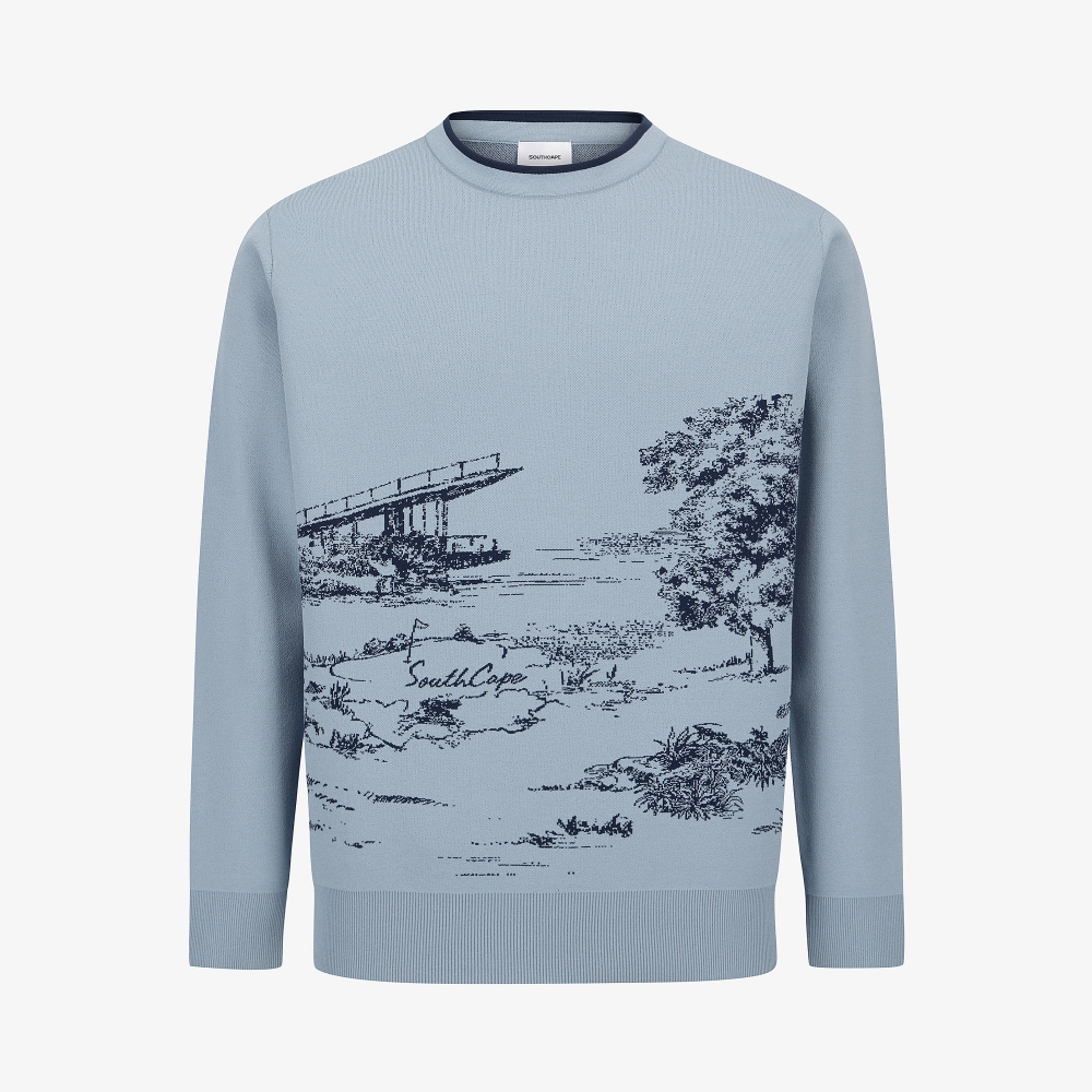 Namhae Heritage Jacquard Contrast Line Knit Pullover_DB