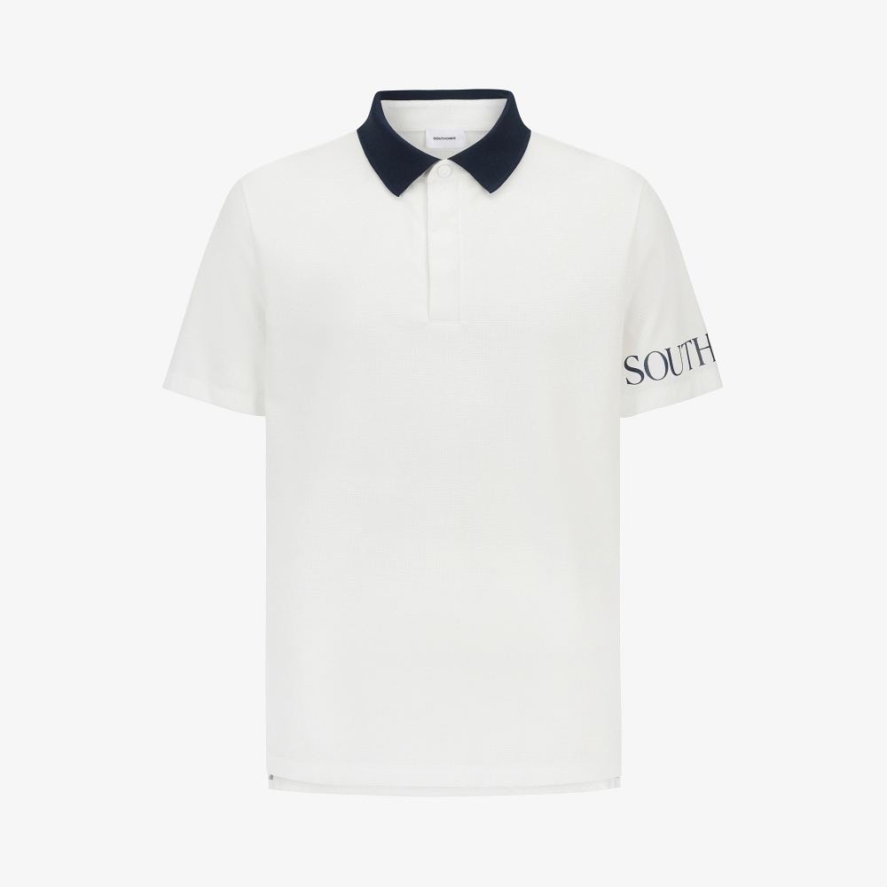 Sleeve Logo Contrast Collar T-Shirt_WT