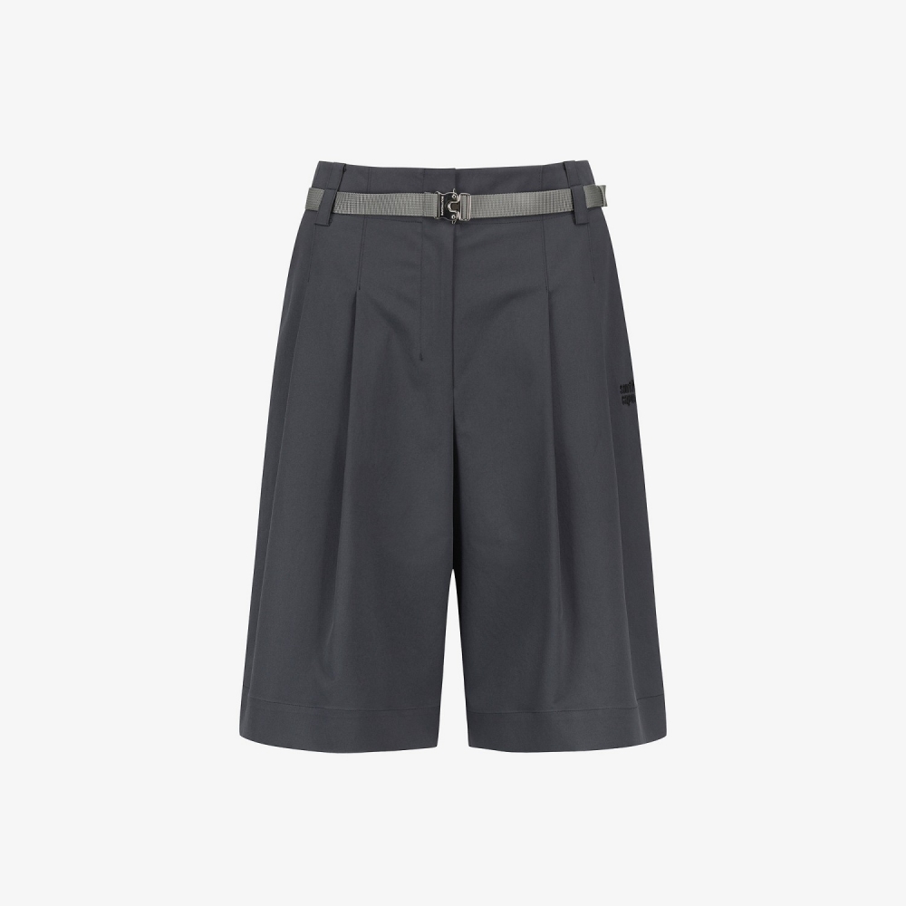 Belt-Point Bermuda Pants_BK