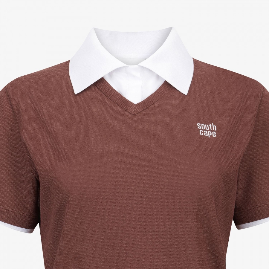 Knit-Like Collared Short-Sleeve T-Shirt_BR