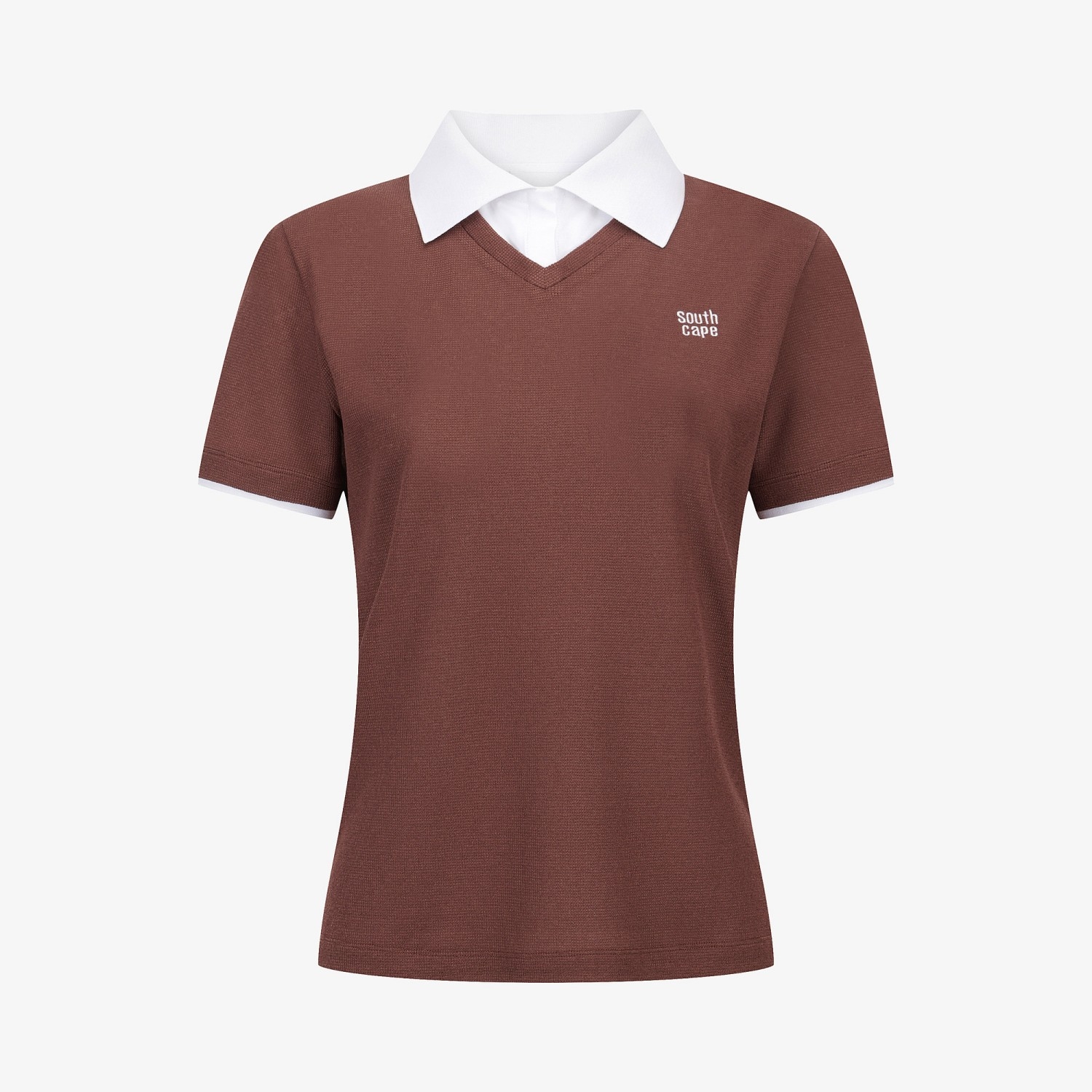 Knit-Like Collared Short-Sleeve T-Shirt_BR