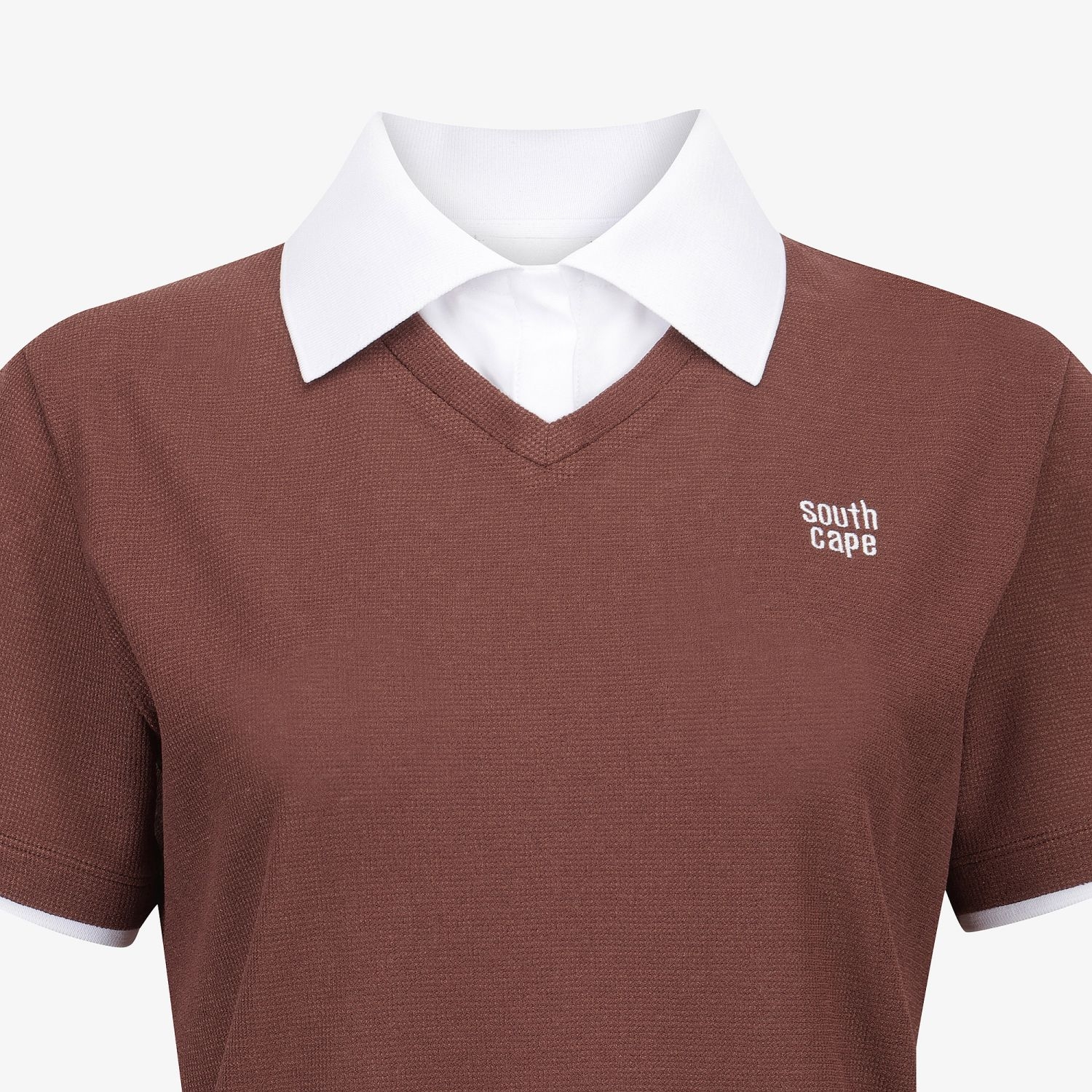 Knit-Like Collared Short-Sleeve T-Shirt_BR