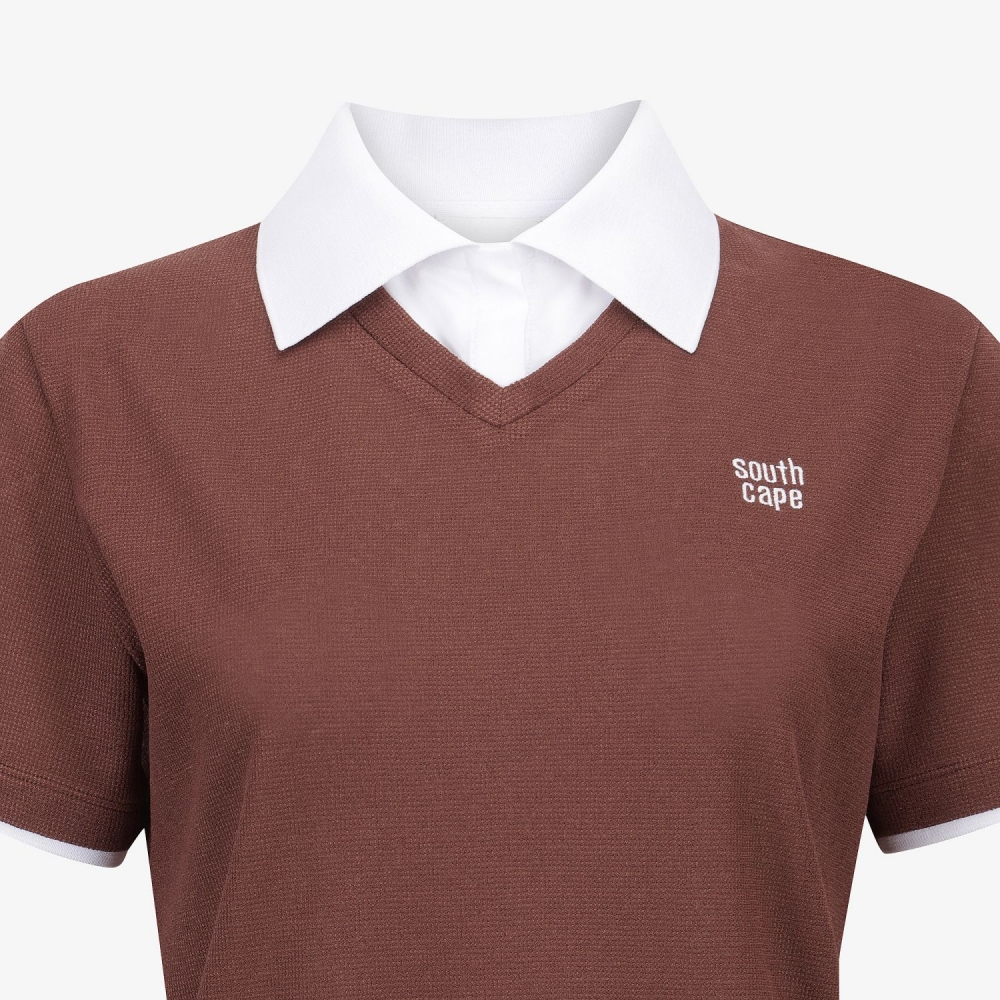 Knit-Like Collared Short-Sleeve T-Shirt_BR