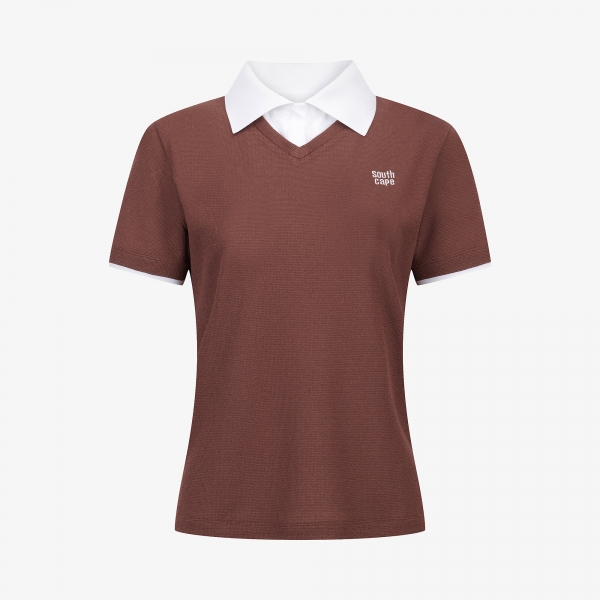 Knit-Like Collared Short-Sleeve T-Shirt_BR