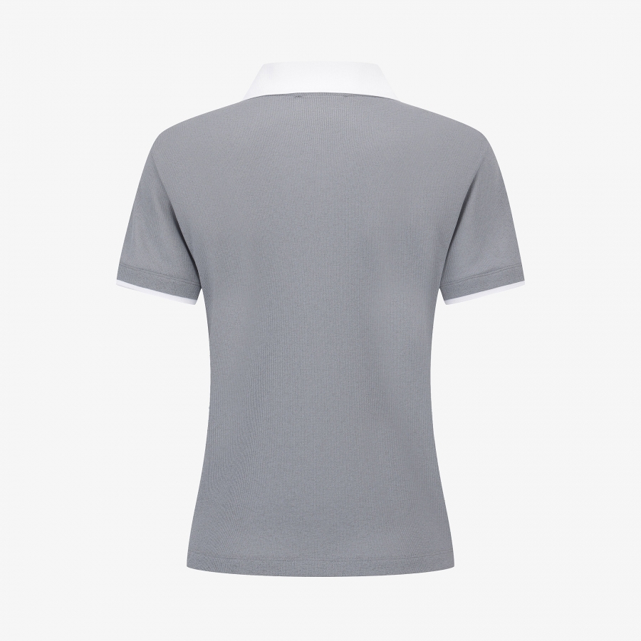 Knit-Like Collared Short-Sleeve T-Shirt_GY
