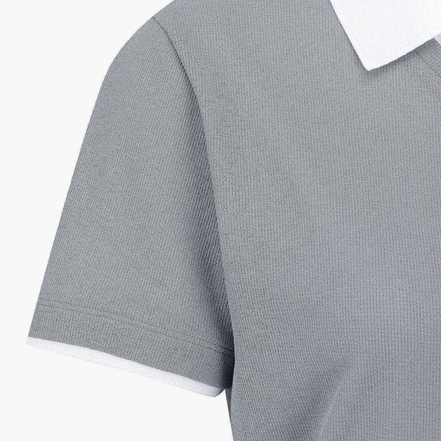 Knit-Like Collared Short-Sleeve T-Shirt_GY