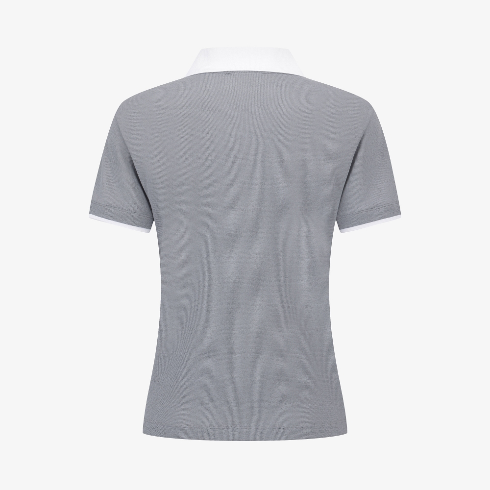 Knit-Like Collared Short-Sleeve T-Shirt_GY