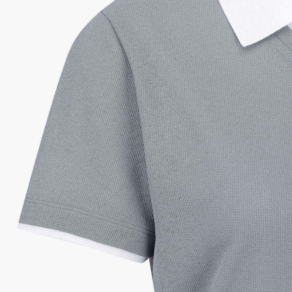 Knit-Like Collared Short-Sleeve T-Shirt_GY