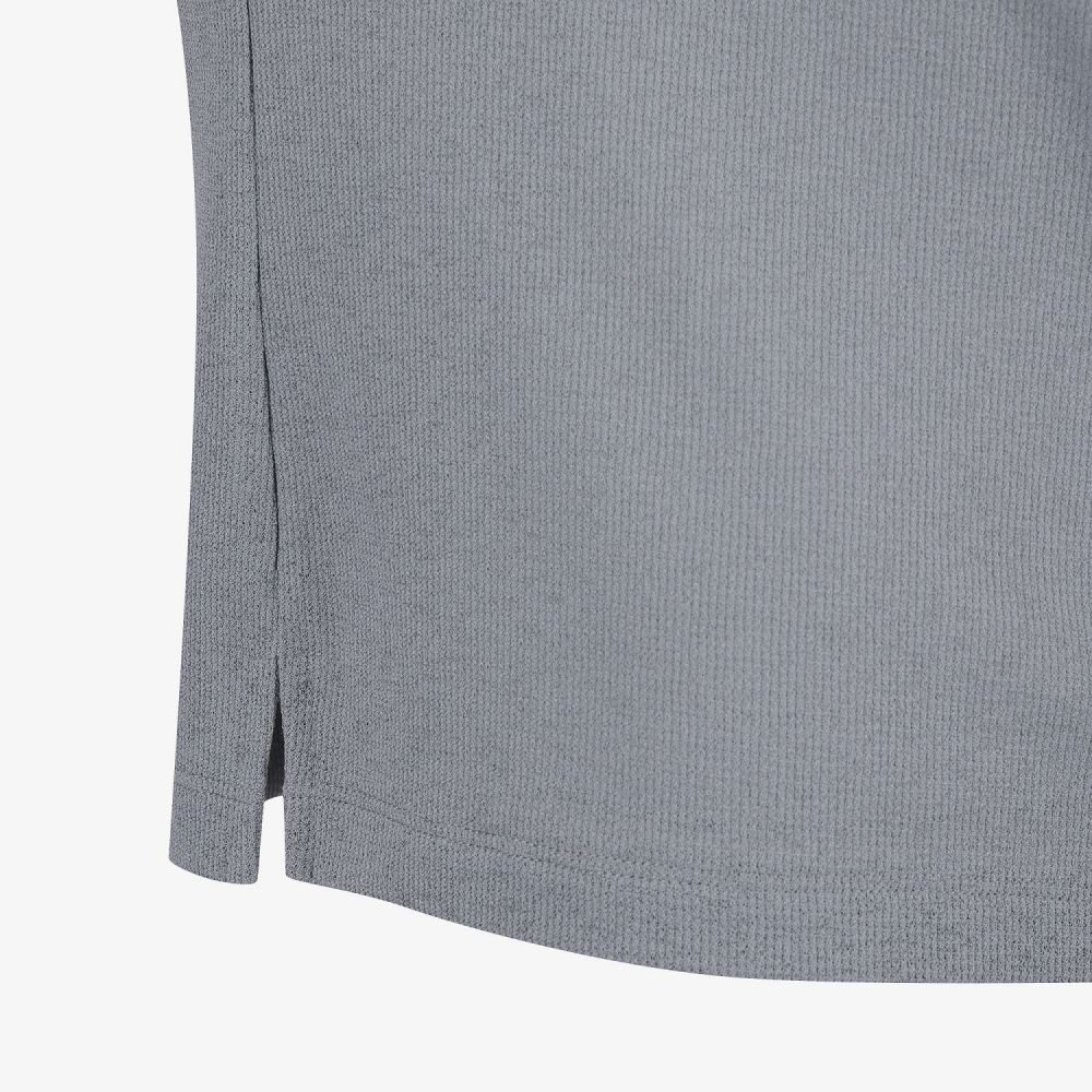 Knit-Like Collared Short-Sleeve T-Shirt_GY
