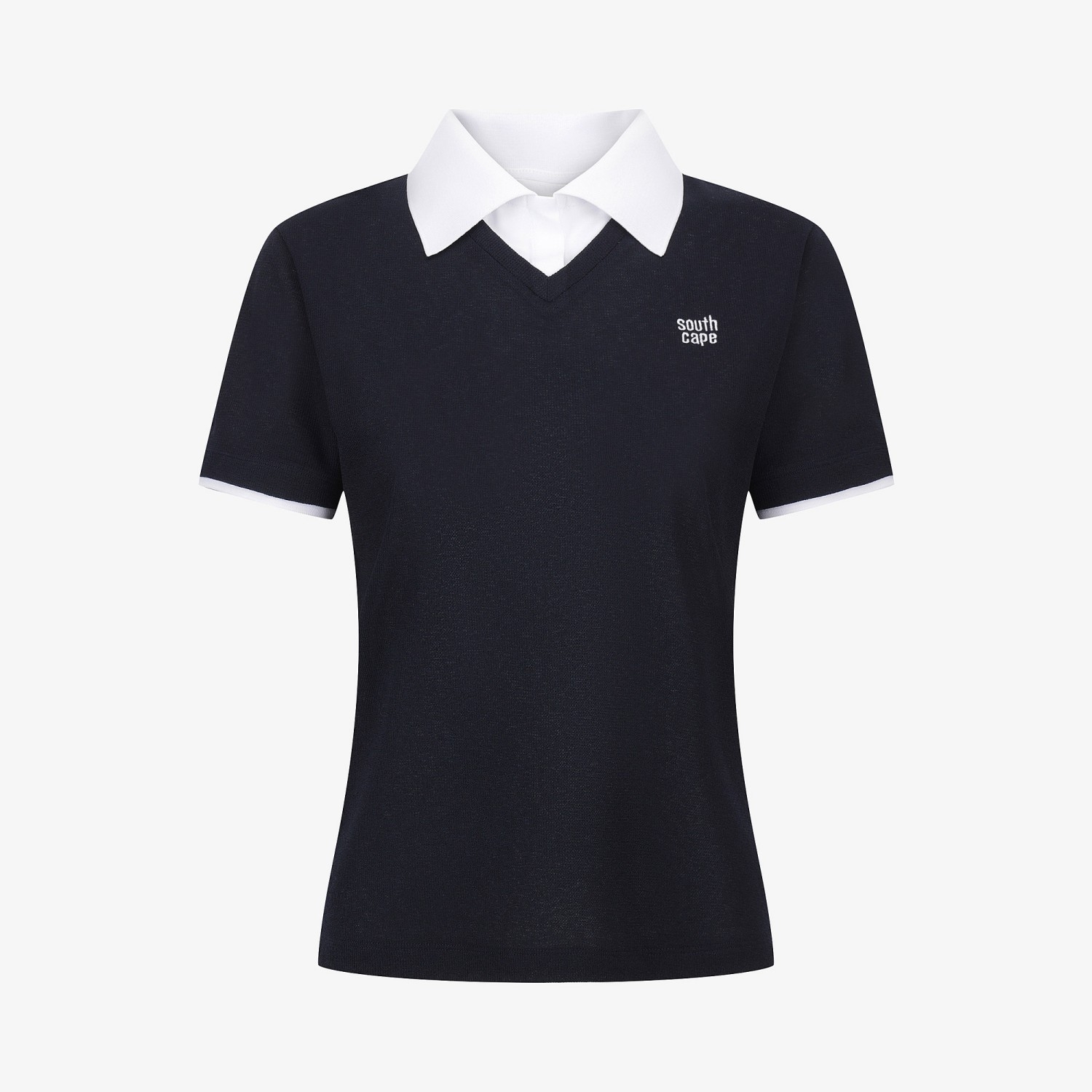 Knit-Like Collared Short-Sleeve T-Shirt_NA