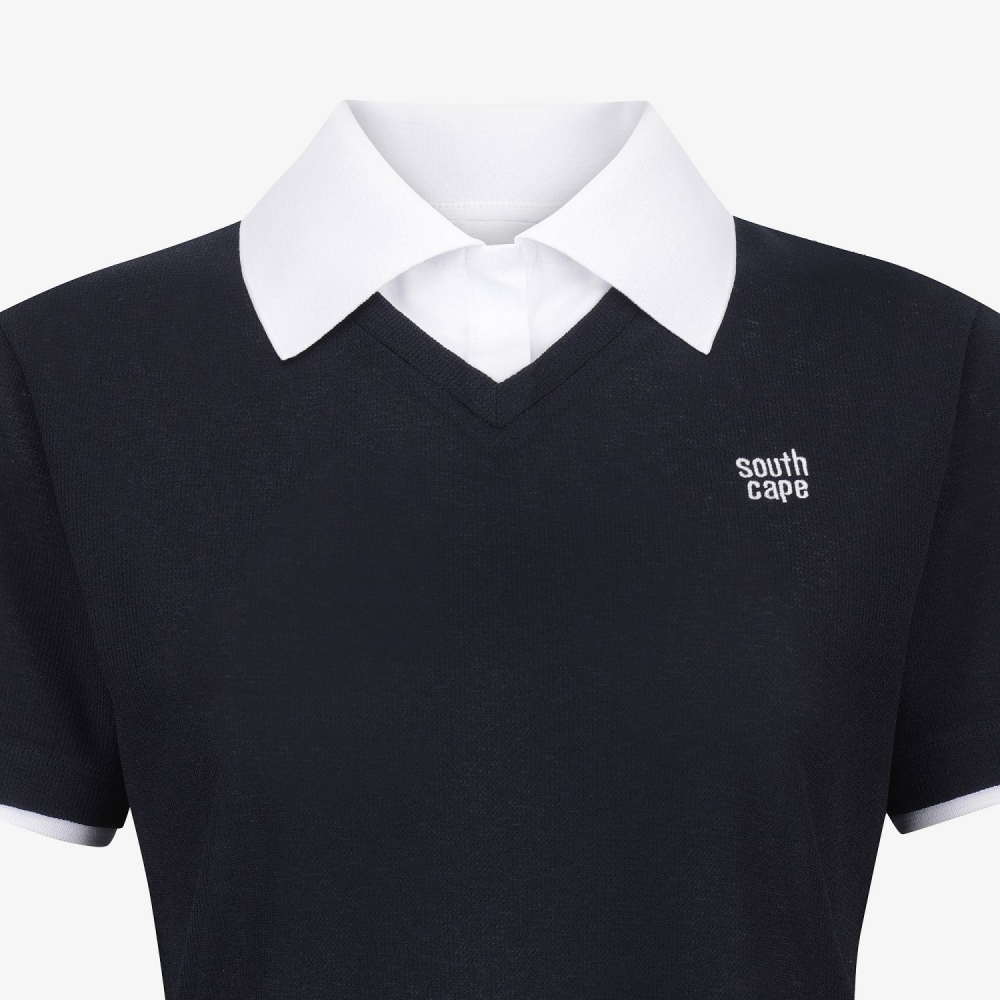 Knit-Like Collared Short-Sleeve T-Shirt_NA