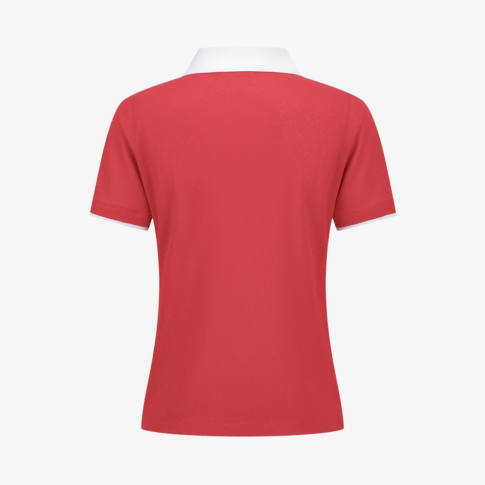 Knit-Like Collared Short-Sleeve T-Shirt_RD