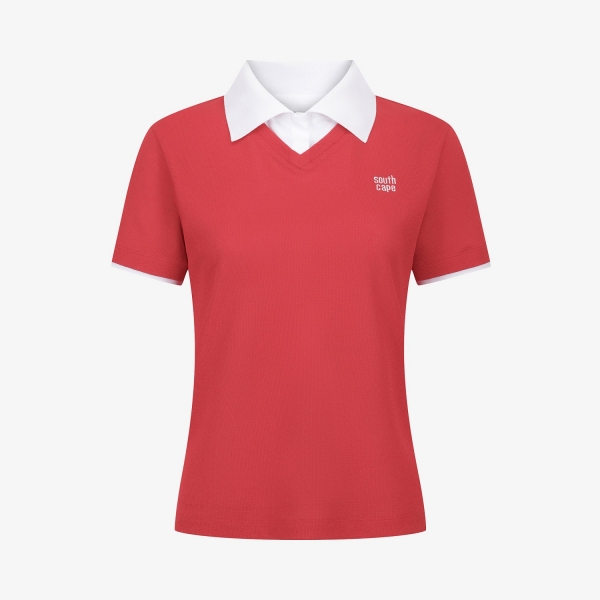 Knit-Like Collared Short-Sleeve T-Shirt_RD