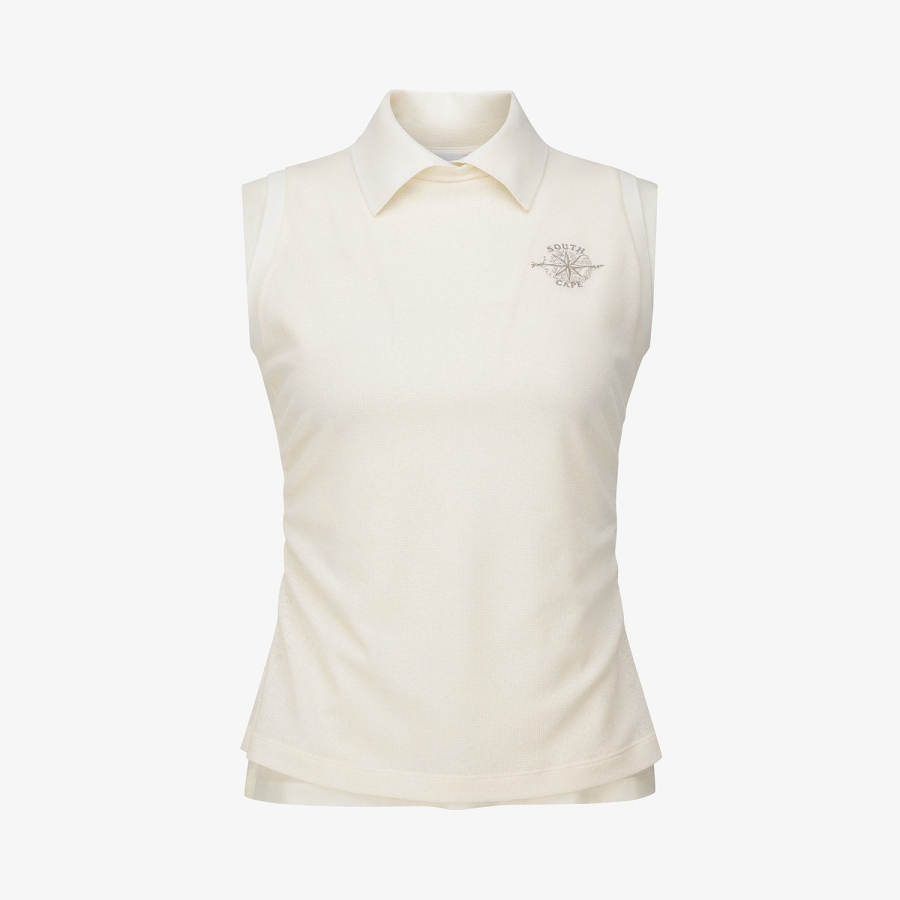 Knit-Like Sleeveless Collar T-Shirt_IV