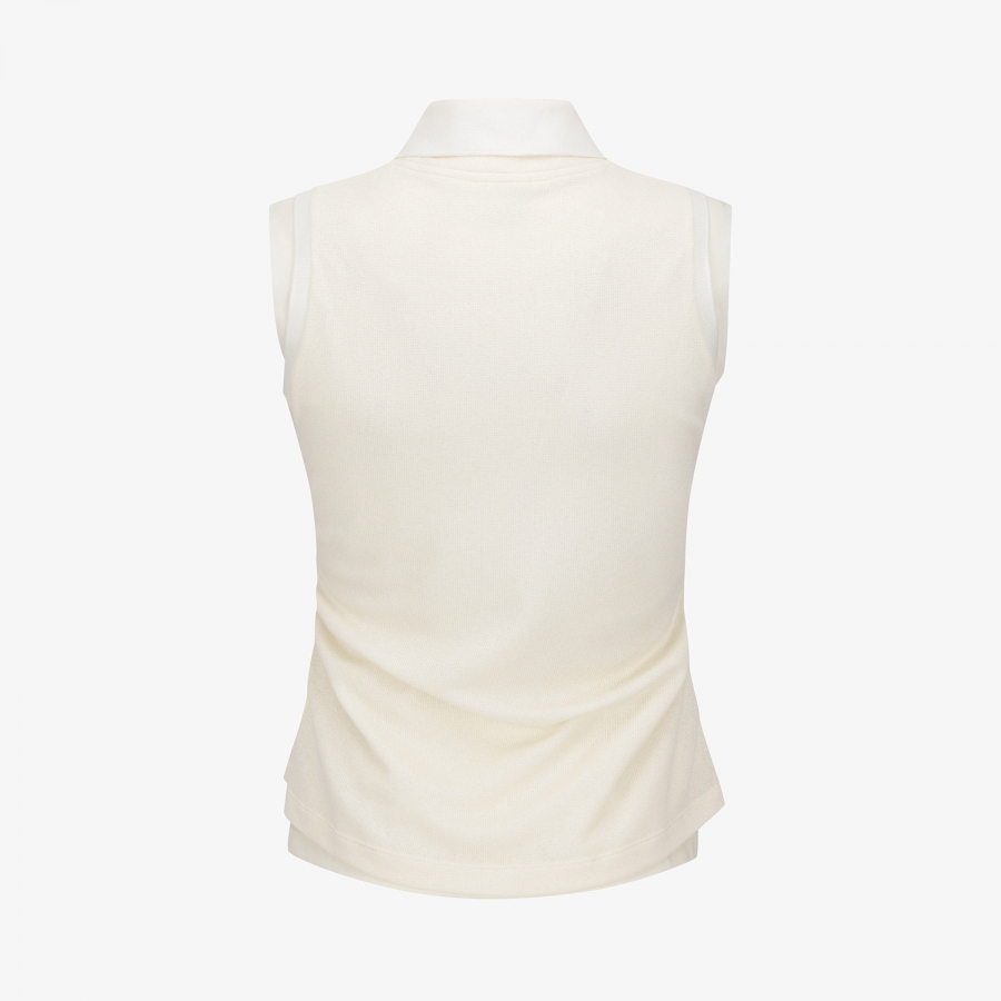 Knit-Like Sleeveless Collar T-Shirt_IV