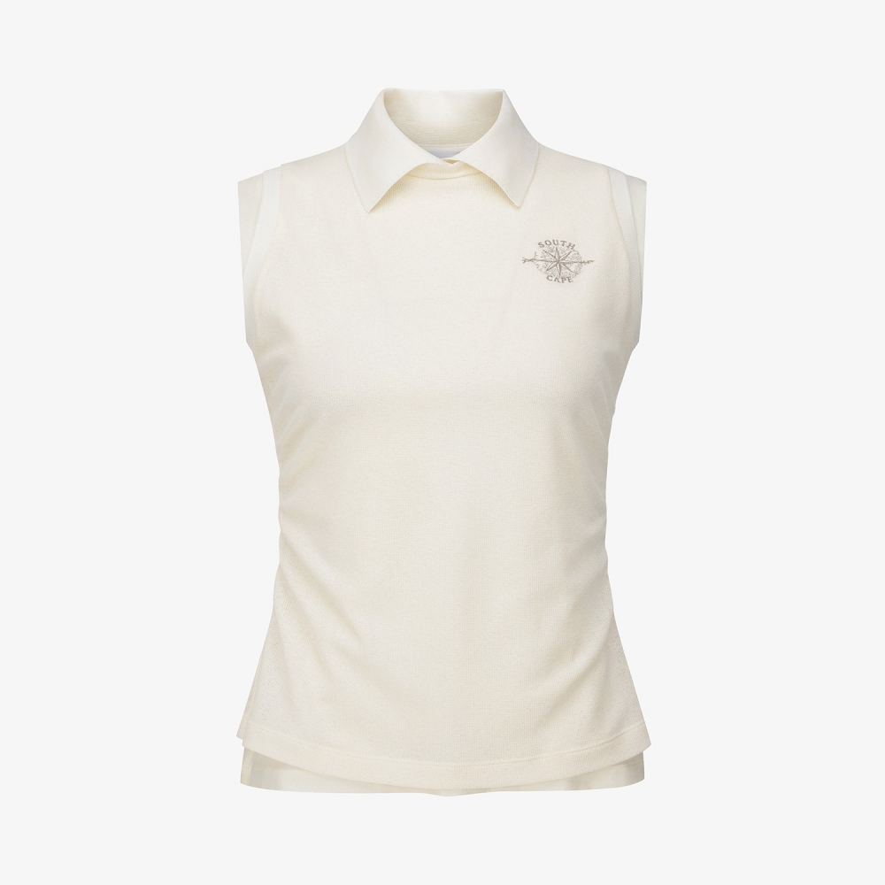 Knit-Like Sleeveless Collar T-Shirt_IV
