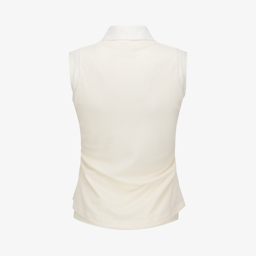 Knit-Like Sleeveless Collar T-Shirt_IV