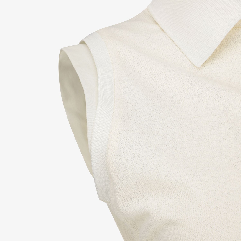 Knit-Like Sleeveless Collar T-Shirt_IV
