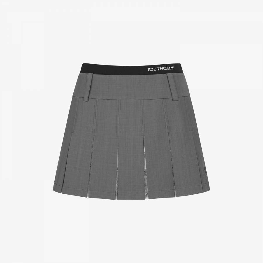 Blossom Pattern Pleated Skirt_GY