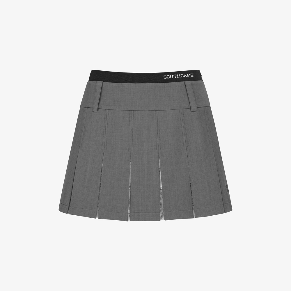 Blossom Pattern Pleated Skirt_GY