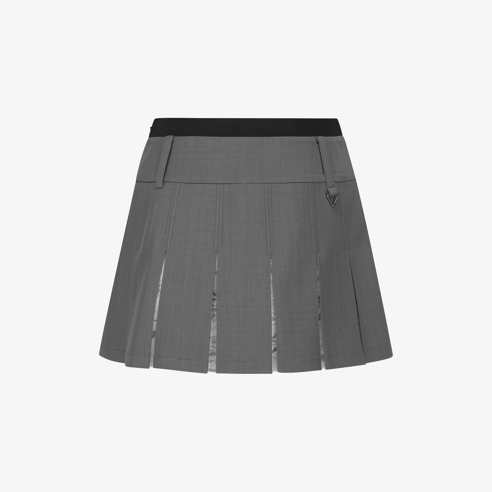 Blossom Pattern Pleated Skirt_GY