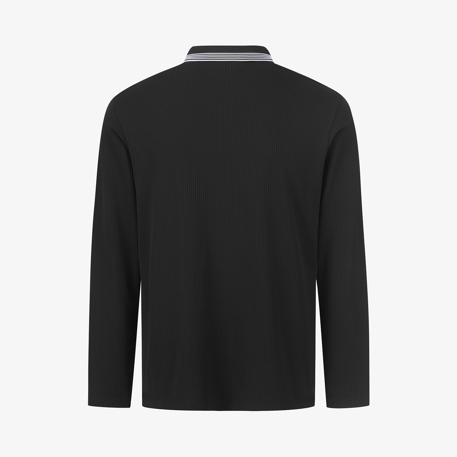 Stripe Collar Zip-Up T-Shirt_BK