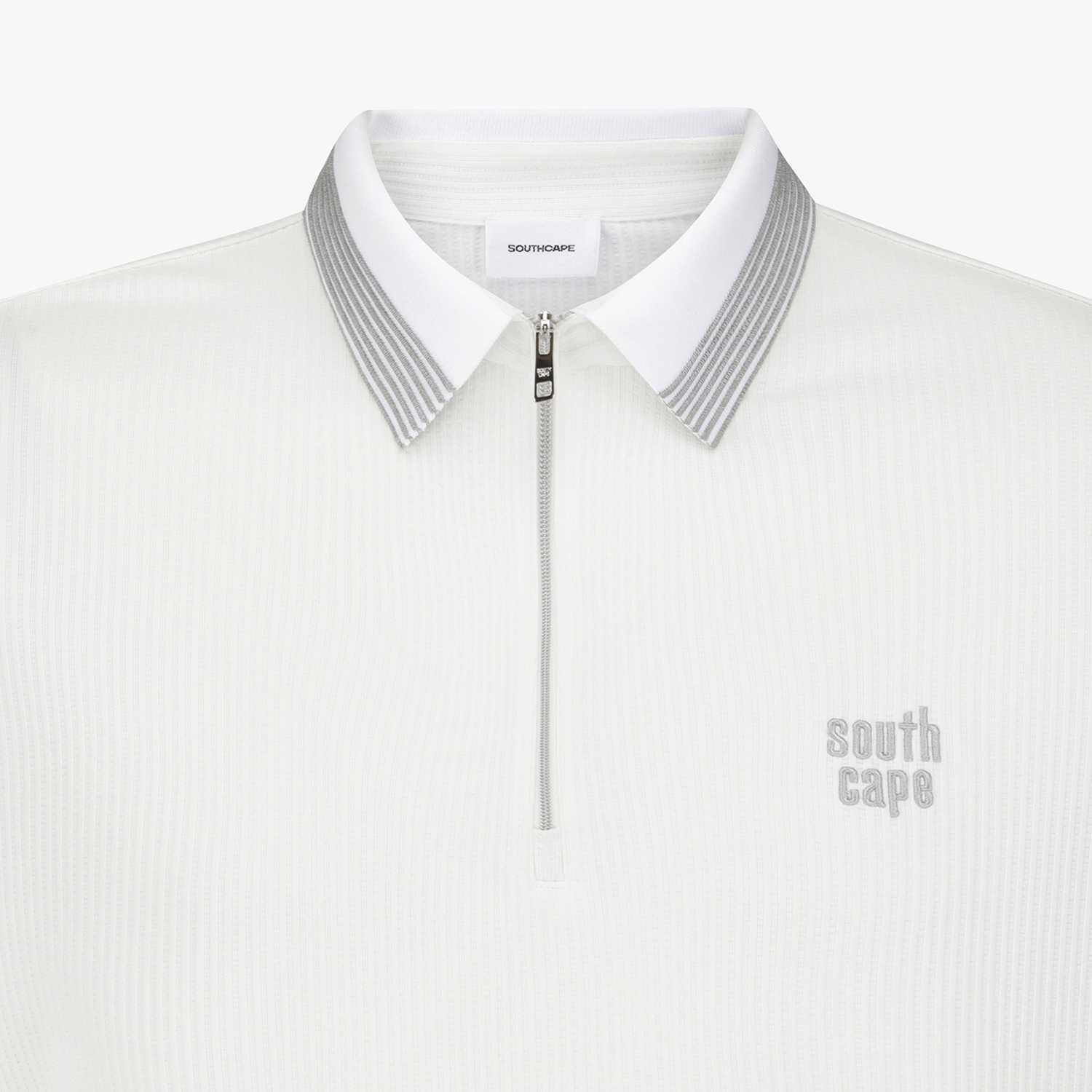 Stripe Collar Zip-Up T-Shirt_WT